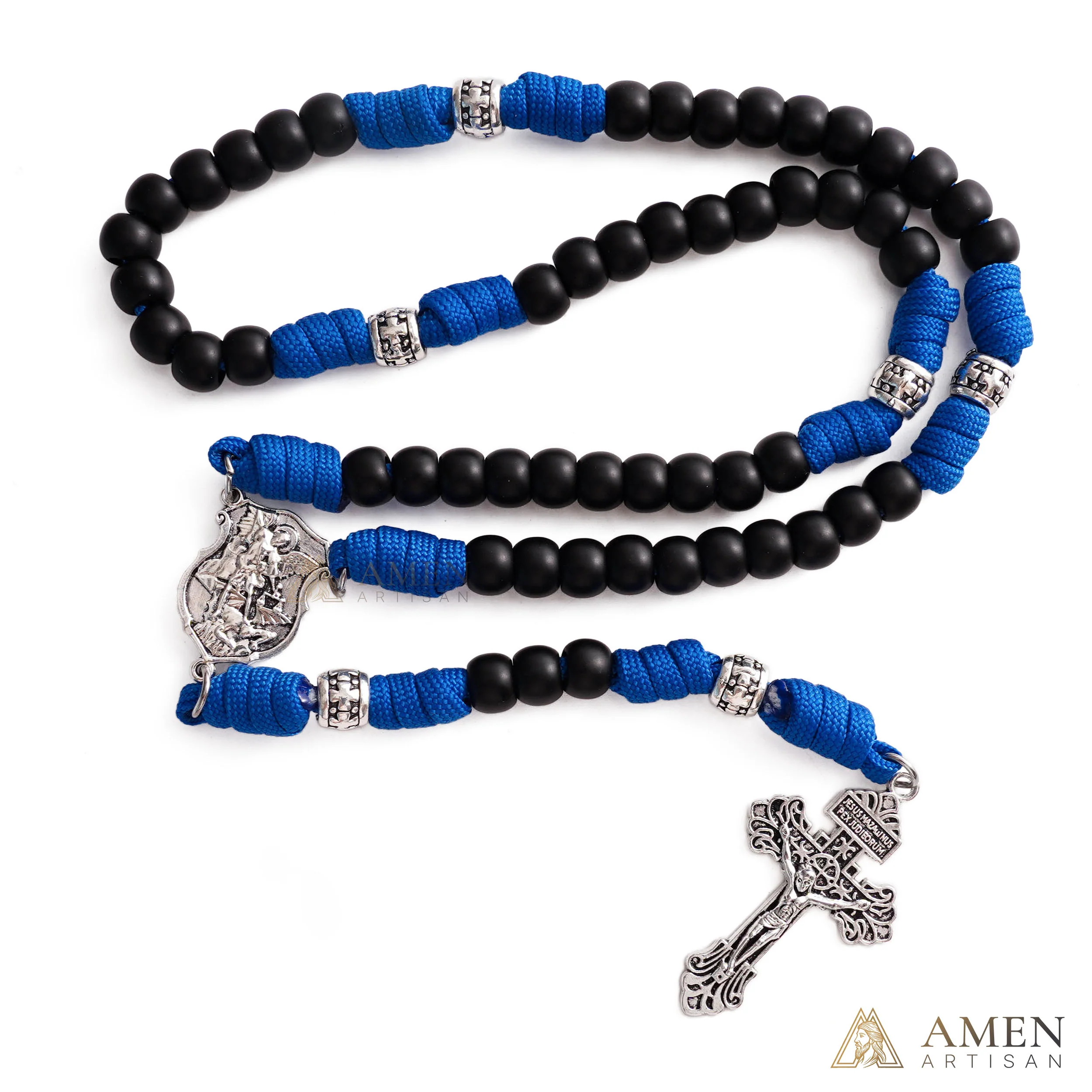 St. Michael Paracord Rosary with Jesus Crucifix - Protection & Strength - Image 3