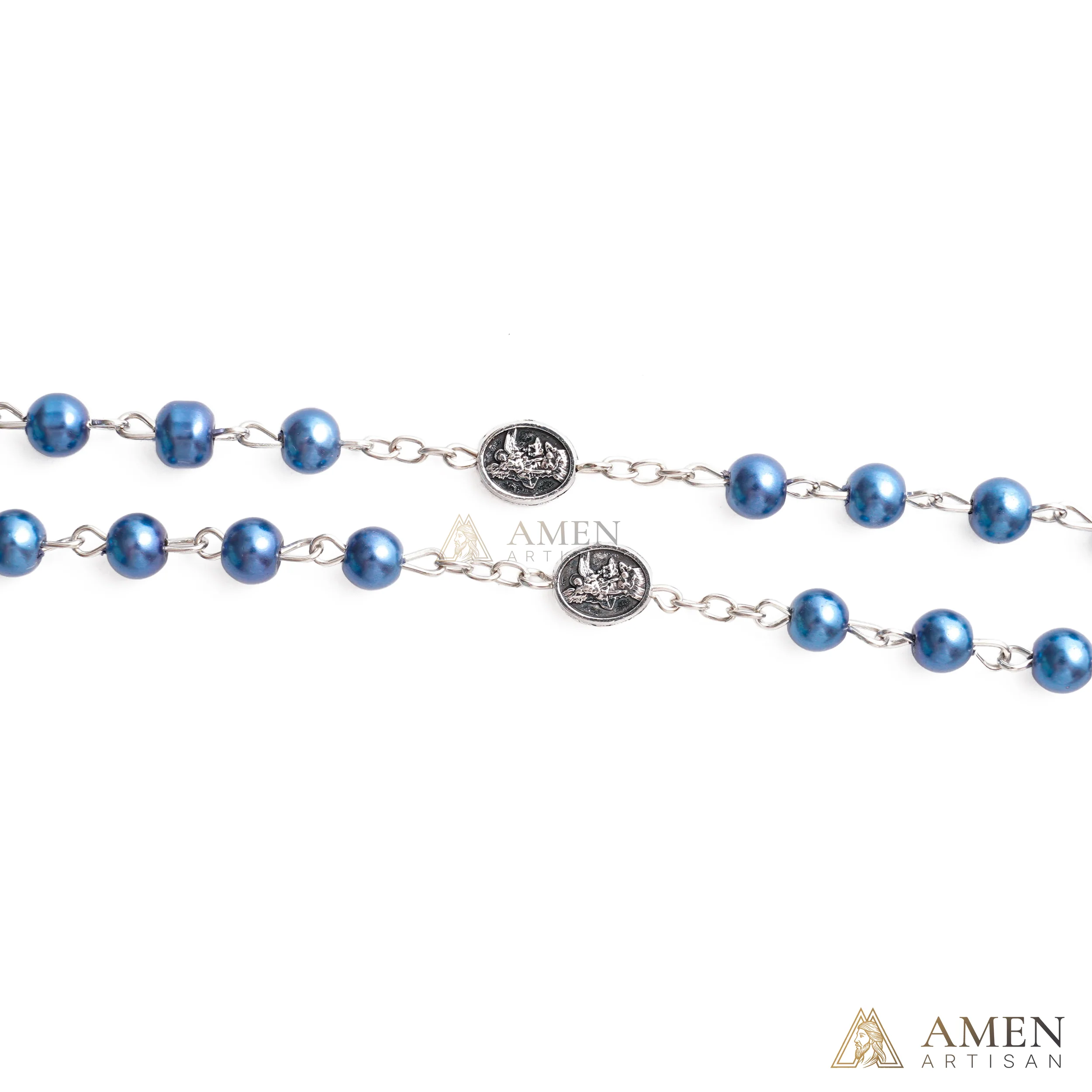 St. Michael Rosary with Blue Enamel Storage Box - Faith & Strength| Amen Artisan - Image 5