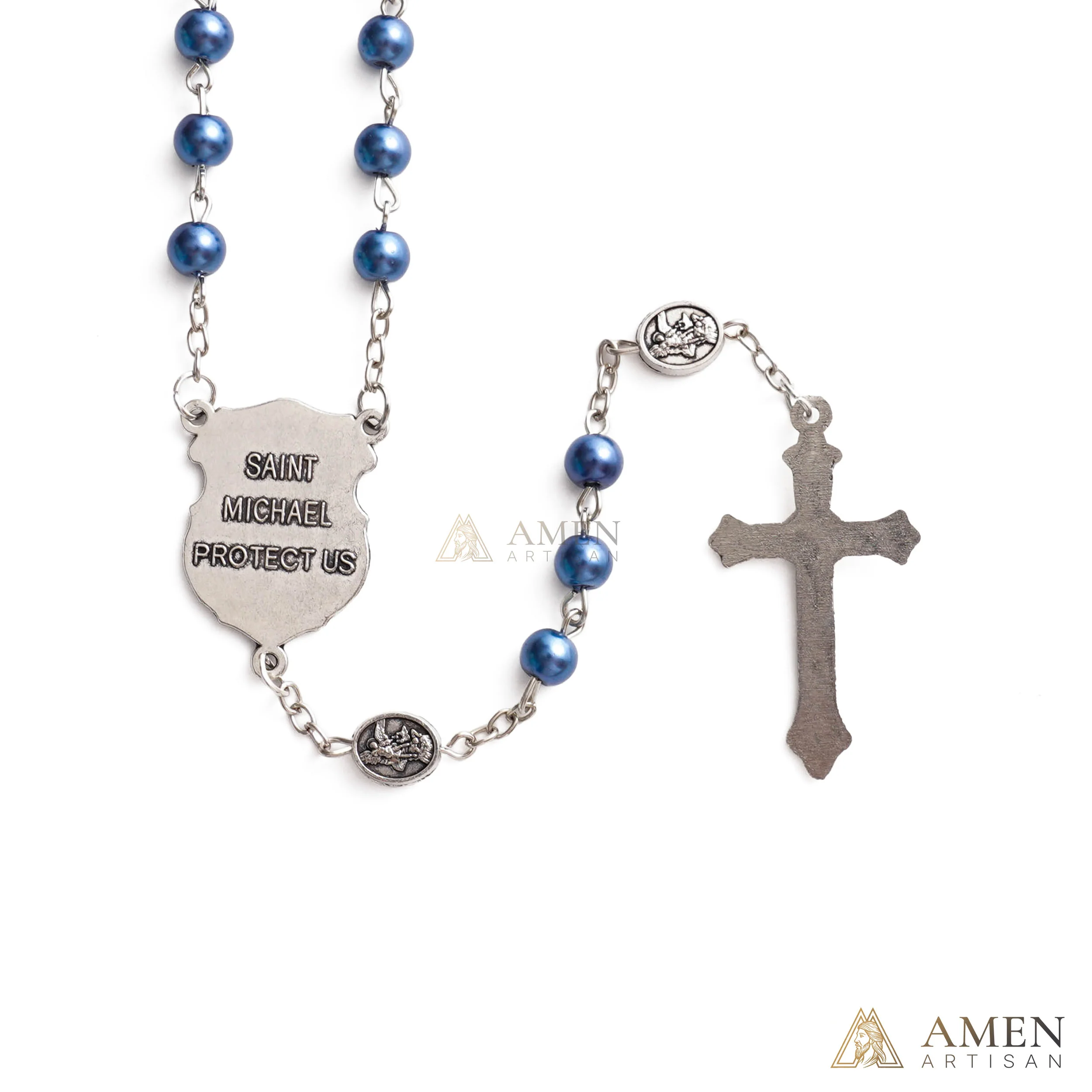 St. Michael Rosary with Blue Enamel Storage Box - Faith & Strength| Amen Artisan - Image 7