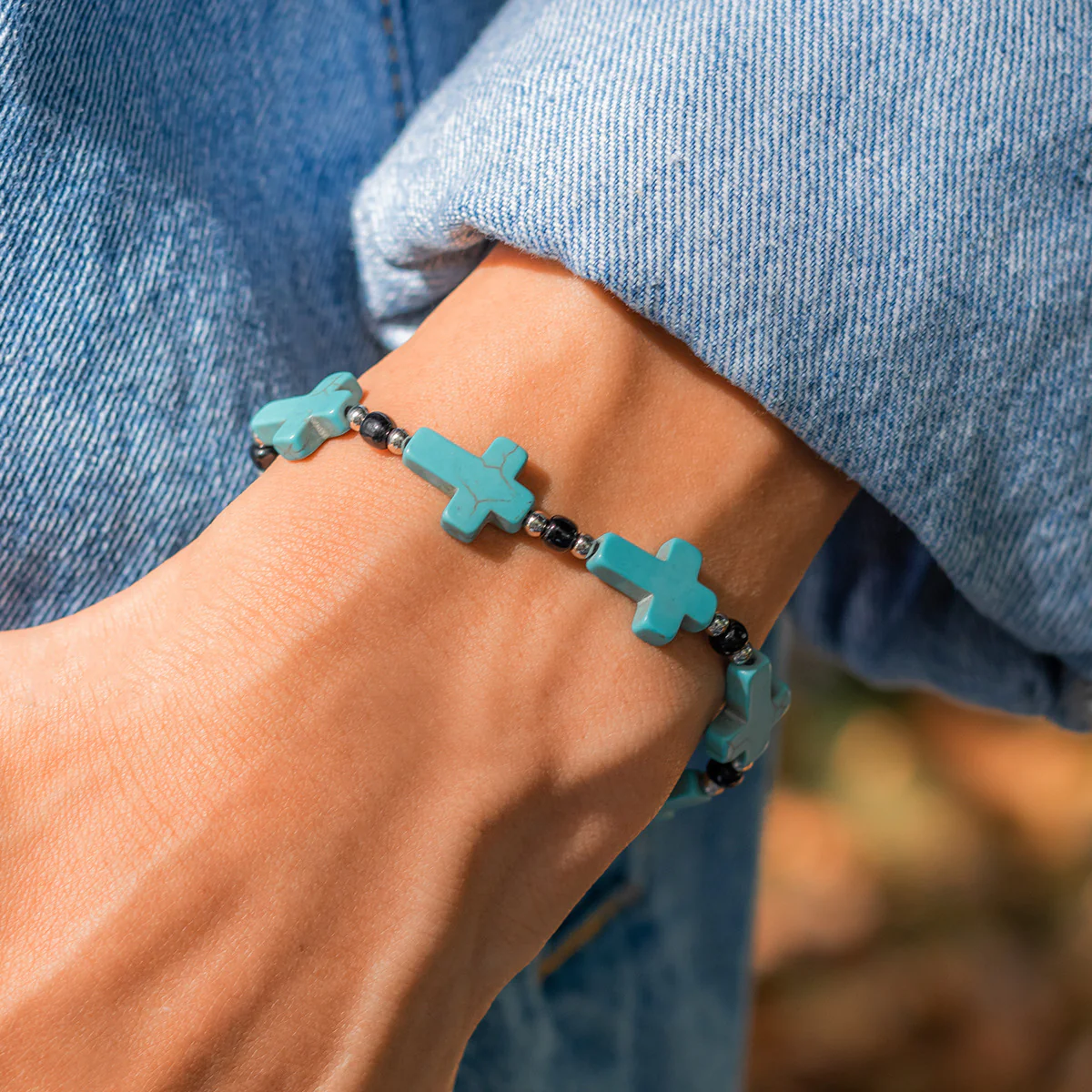 【Deal Today】Turquoise cross adjustable bracelet - Image 4