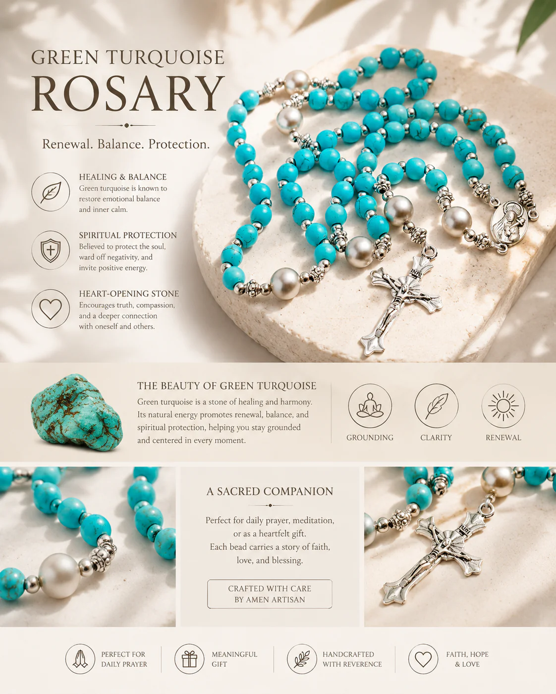 【Deal Today】Turquoise Rosary — Faith, Healing & Divine Protection - Image 7