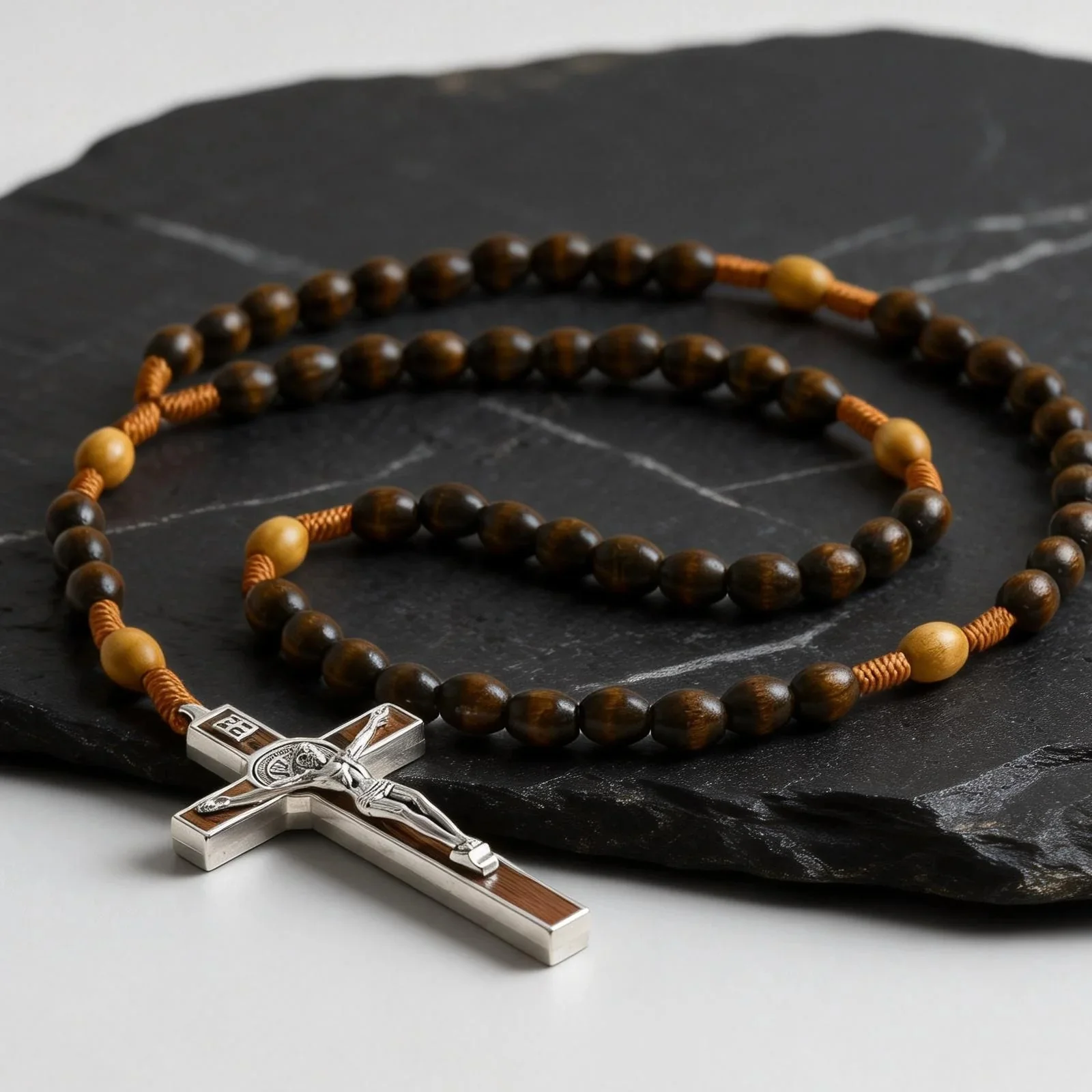 【Deal Today】Woven Cord Wooden Rosary with St. Benedict Medal Cross - Sacred Blessing | Amen Artisan - Image 4