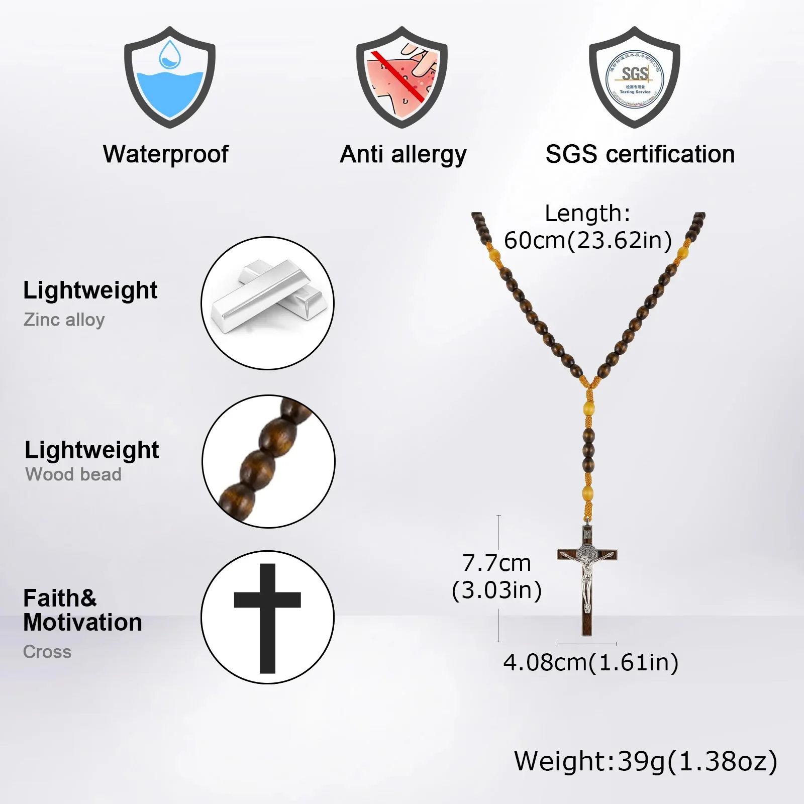 【Deal Today】Woven Cord Wooden Rosary with St. Benedict Medal Cross - Sacred Blessing | Amen Artisan - Image 8