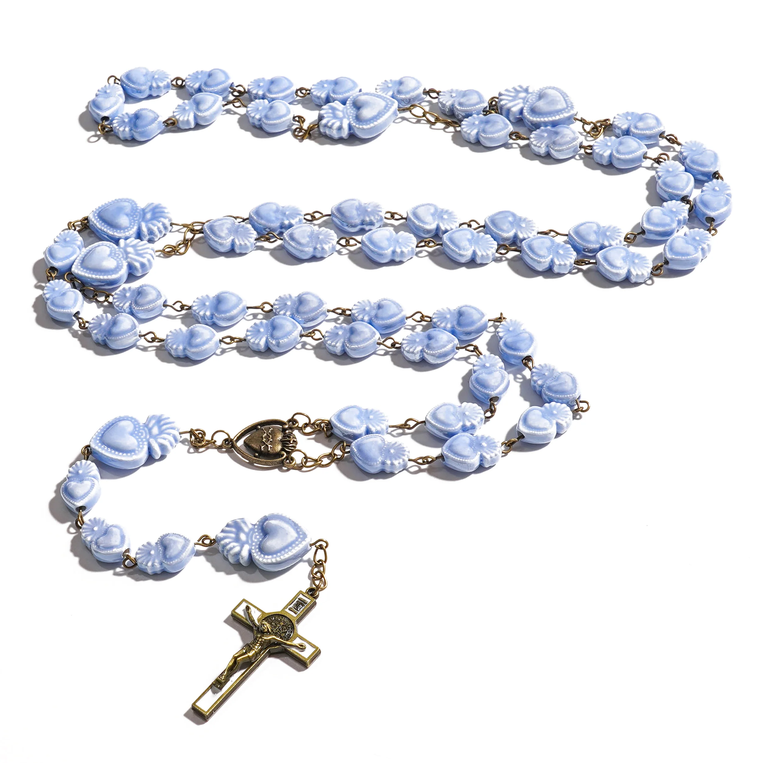 Delft Blue Beads Sacred Heart Rosary - Image 4