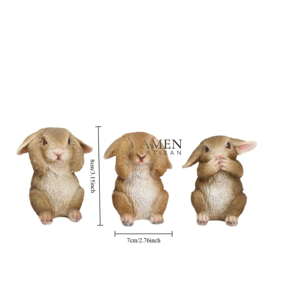 Easter Bunny Figurine Set Amen Artisan - Image 5