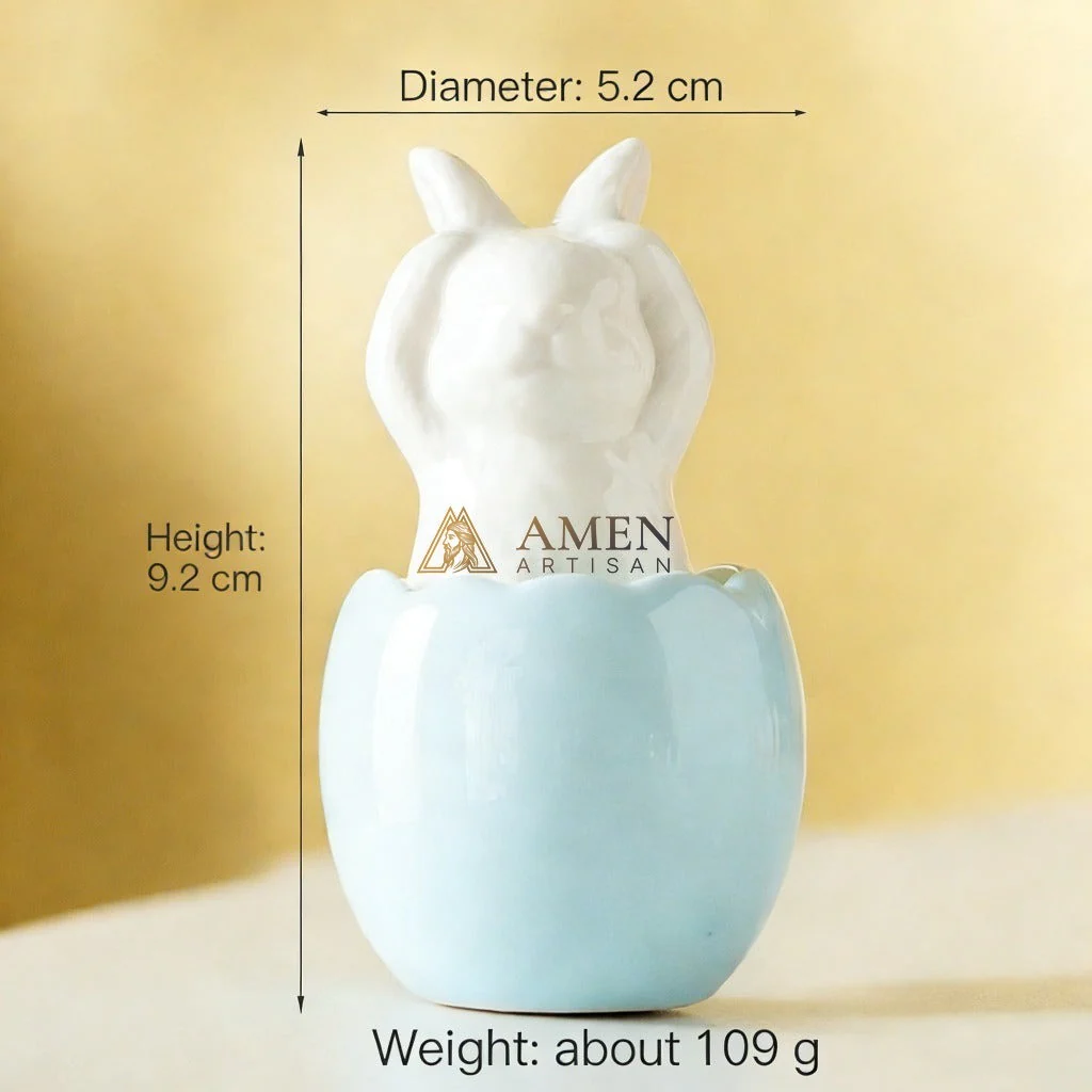 Easter Ceramic Bunny Egg Statue Amen Artisan - Image 16