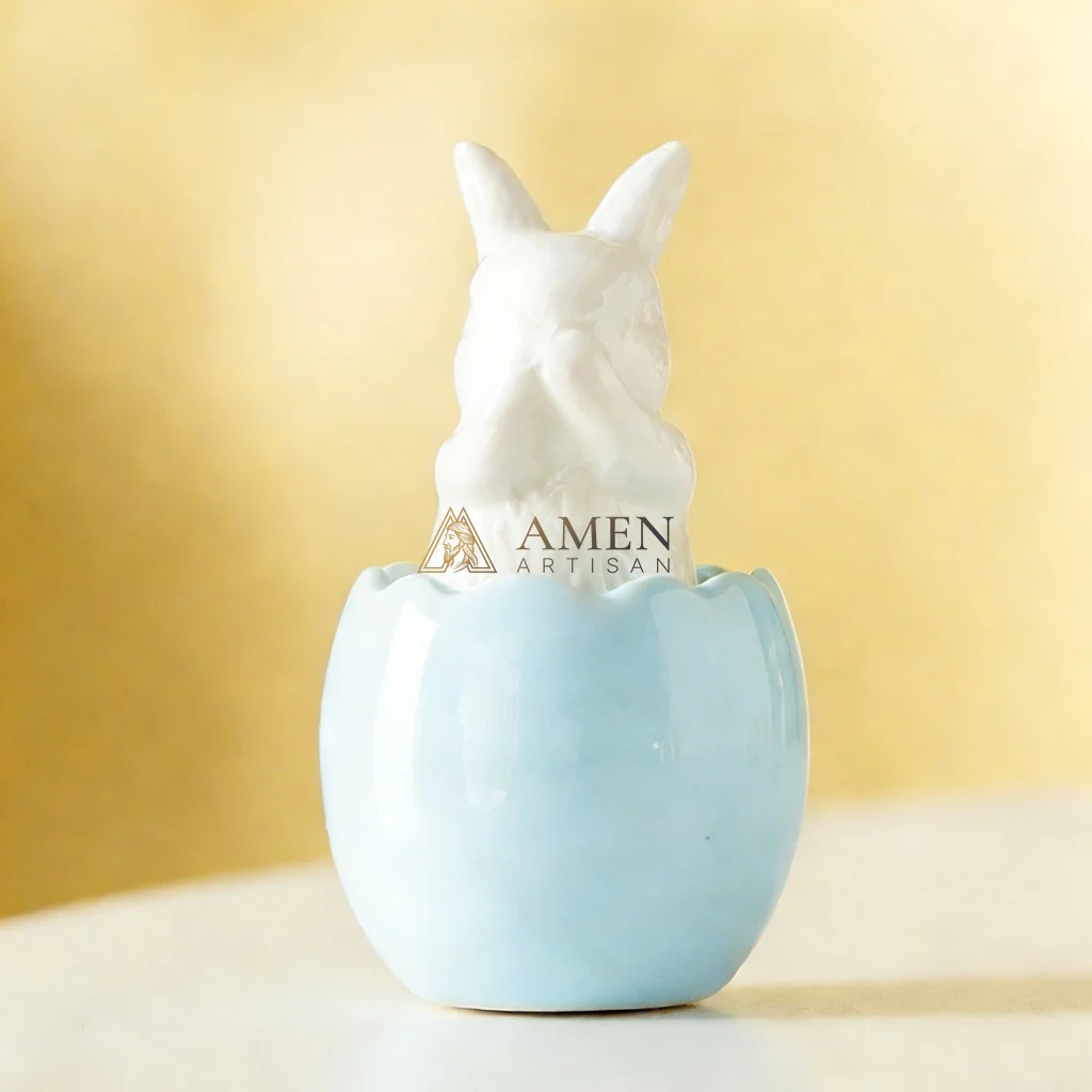Easter Ceramic Bunny Egg Statue Amen Artisan - Image 19