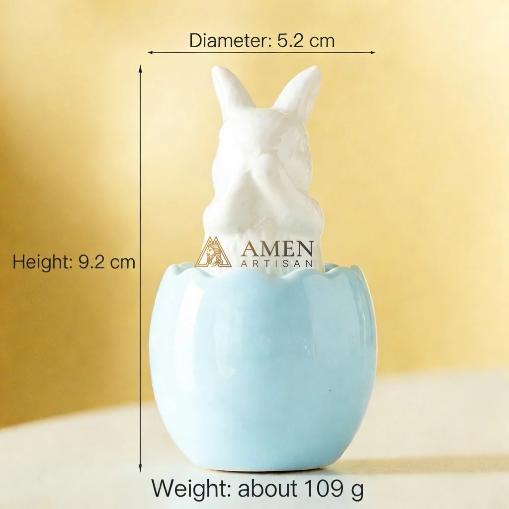 Easter Ceramic Bunny Egg Statue Amen Artisan - Image 20