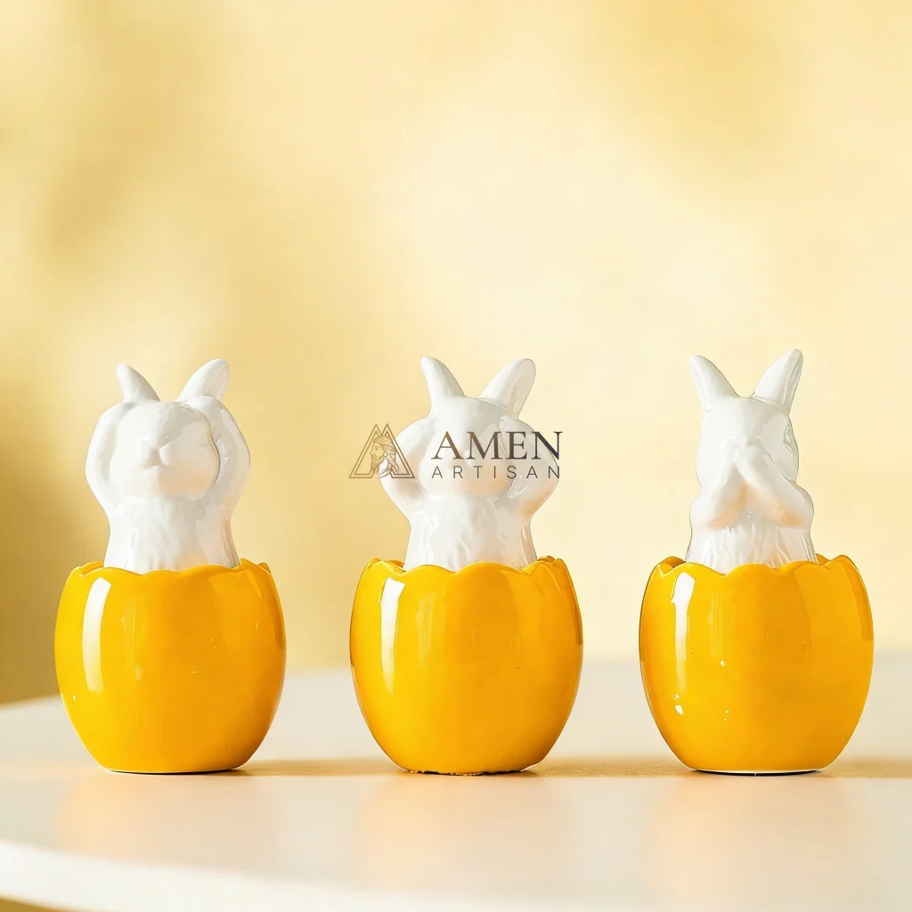 Easter Ceramic Bunny Egg Statue Amen Artisan - Image 21