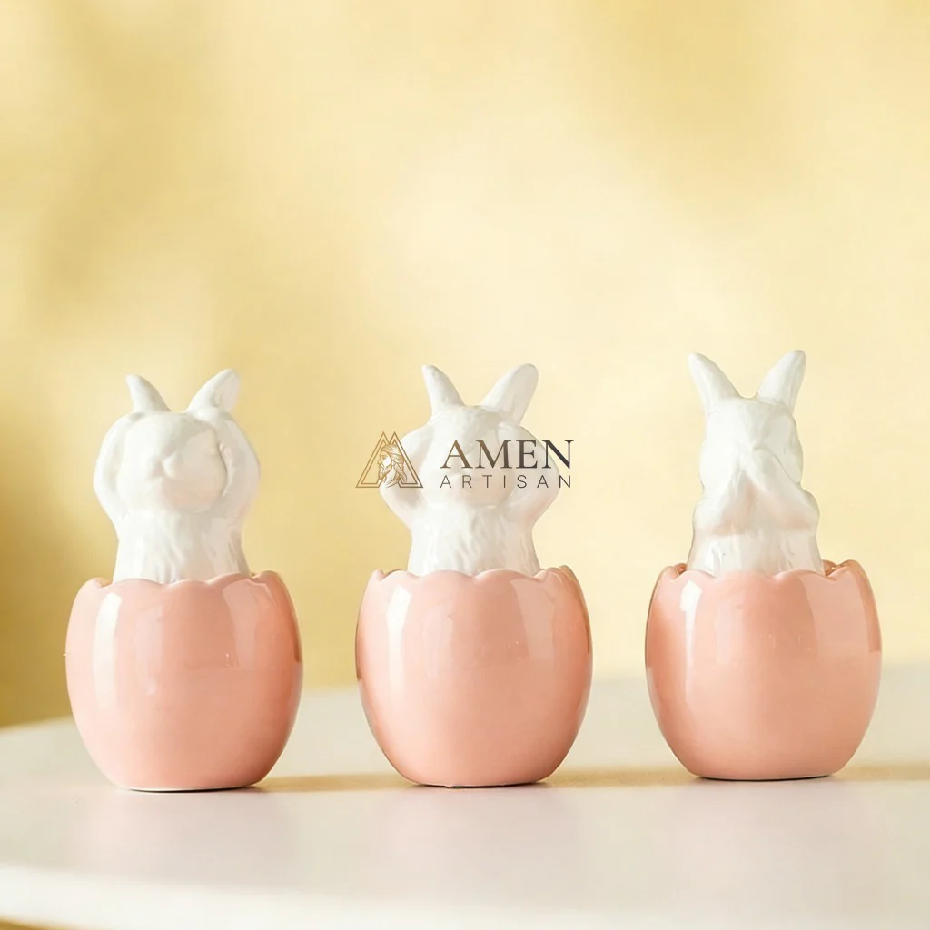 Easter Ceramic Bunny Egg Statue Amen Artisan - Image 23
