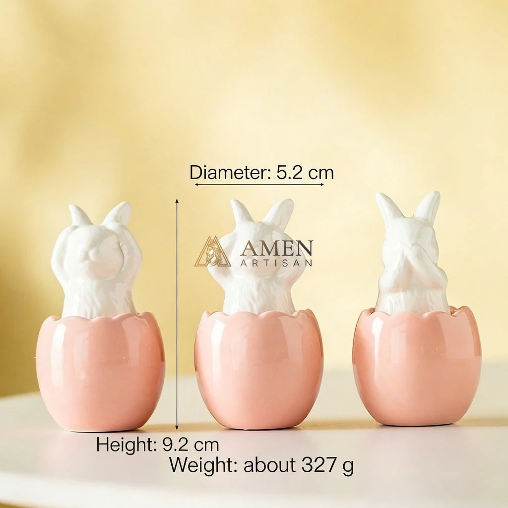 Easter Ceramic Bunny Egg Statue Amen Artisan - Image 24