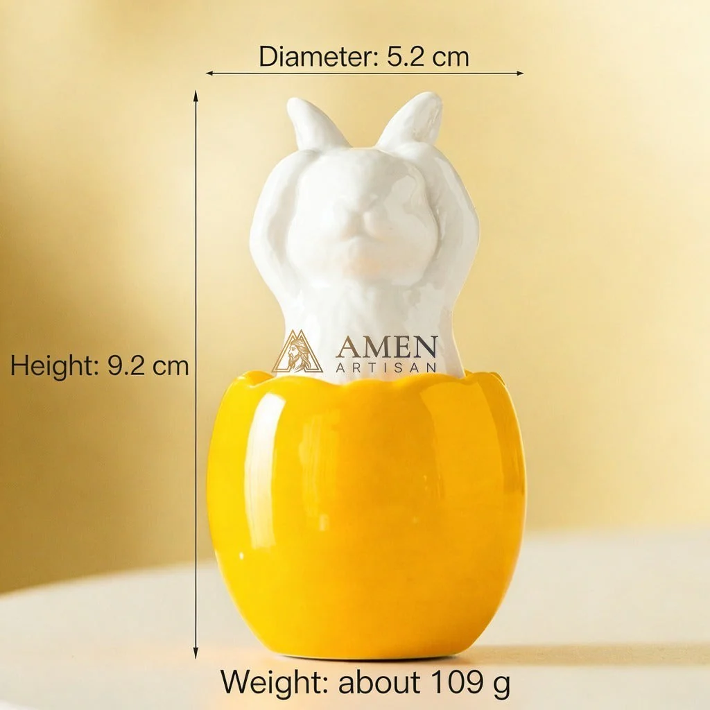 Easter Ceramic Bunny Egg Statue Amen Artisan - Image 4