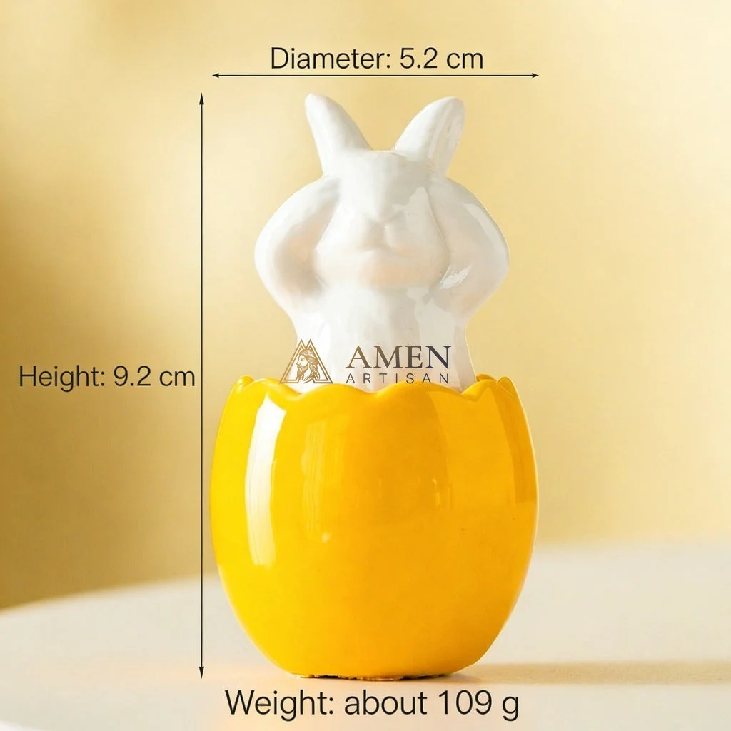 Easter Ceramic Bunny Egg Statue Amen Artisan - Image 6