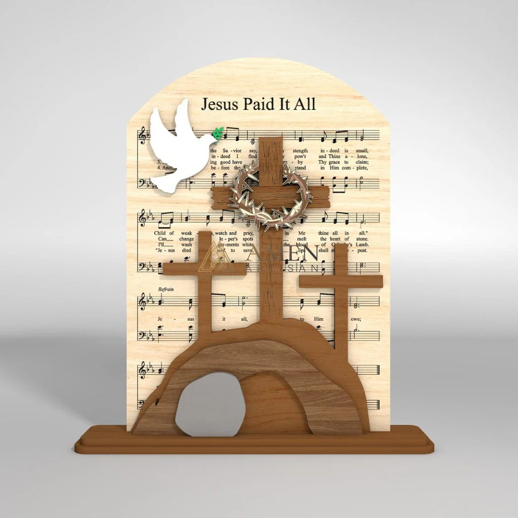 Easter Wooden Hymn Laser-Cut Figurine Amen Artisan - Image 4