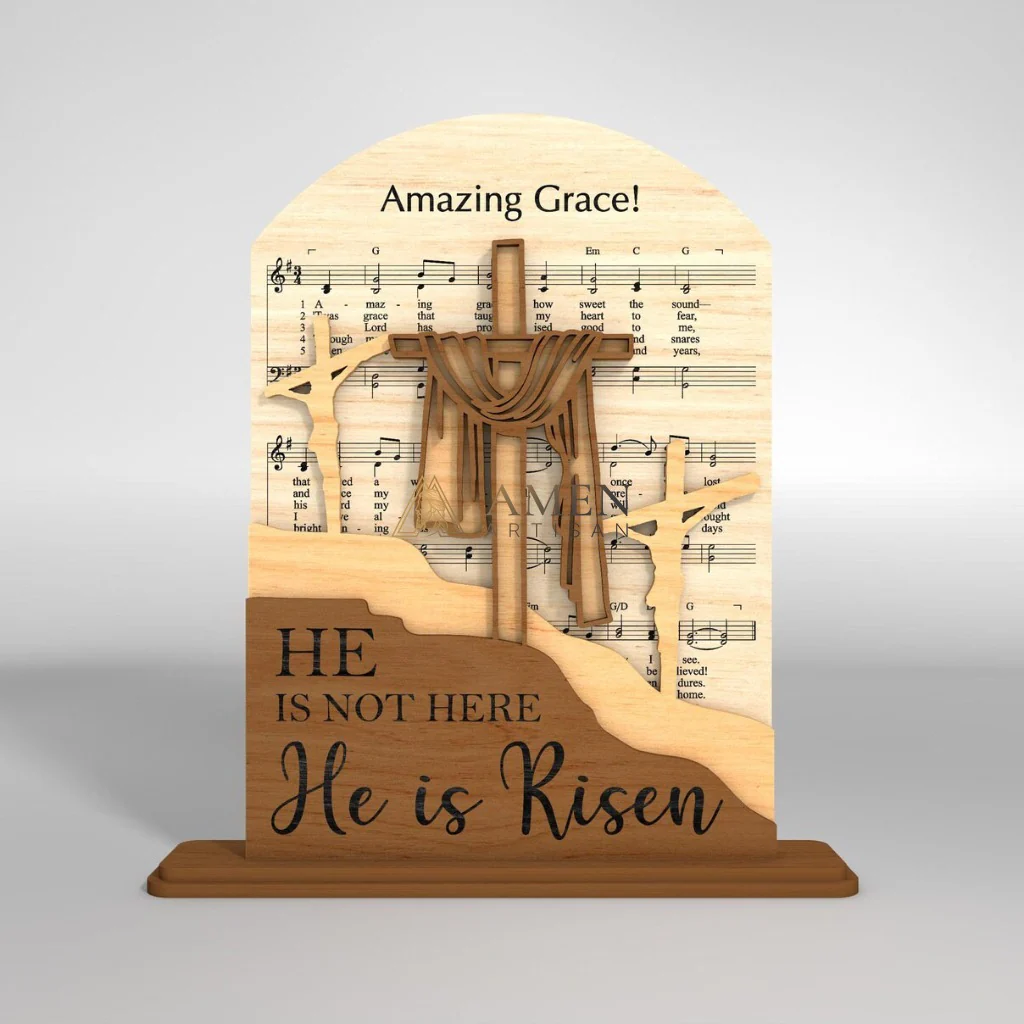 Easter Wooden Hymn Laser-Cut Figurine Amen Artisan - Image 5