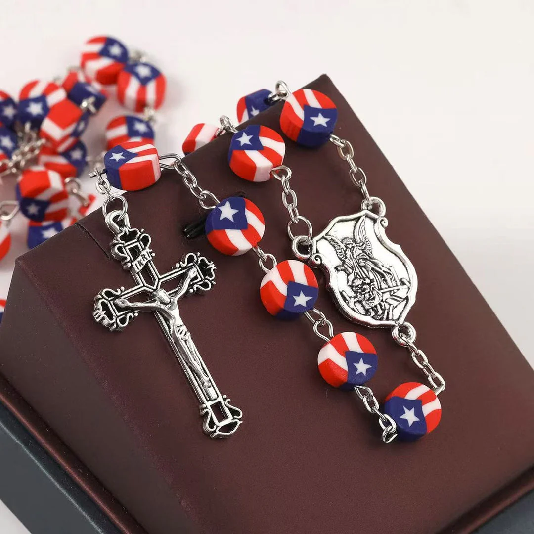 Flag Rosary with Saint Michael Medal Amen Artisan - Image 3