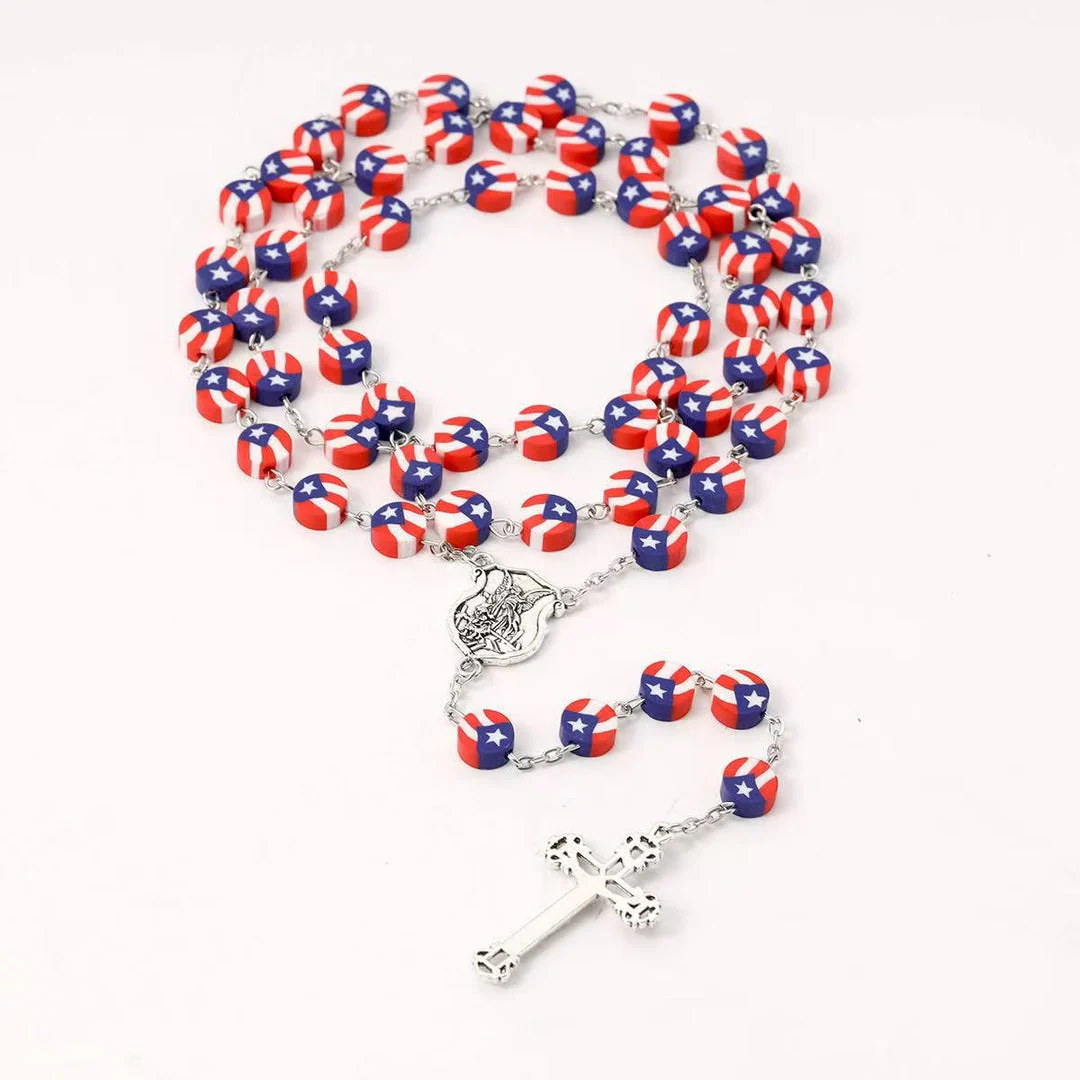 Flag Rosary with Saint Michael Medal Amen Artisan - Image 4