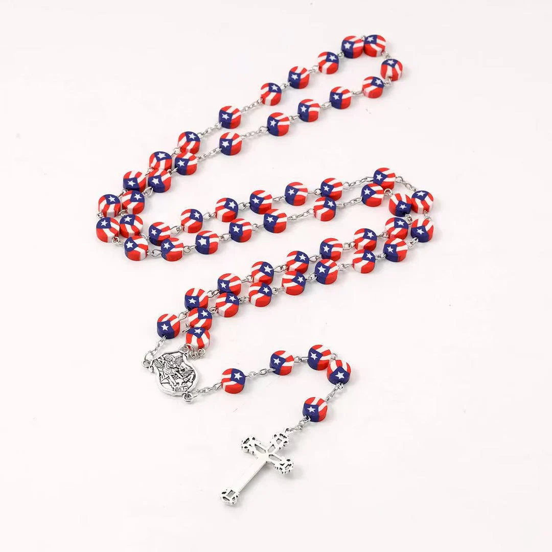 Flag Rosary with Saint Michael Medal Amen Artisan - Image 5