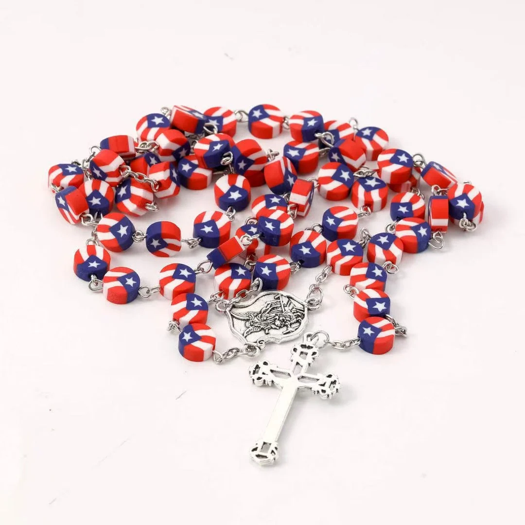 Flag Rosary with Saint Michael Medal Amen Artisan - Image 6