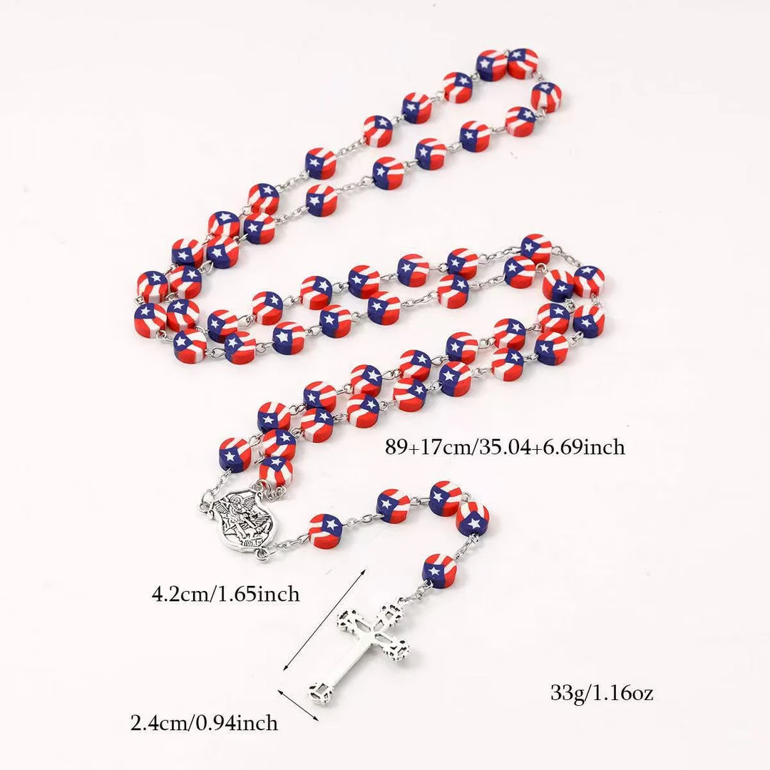 Flag Rosary with Saint Michael Medal Amen Artisan - Image 7