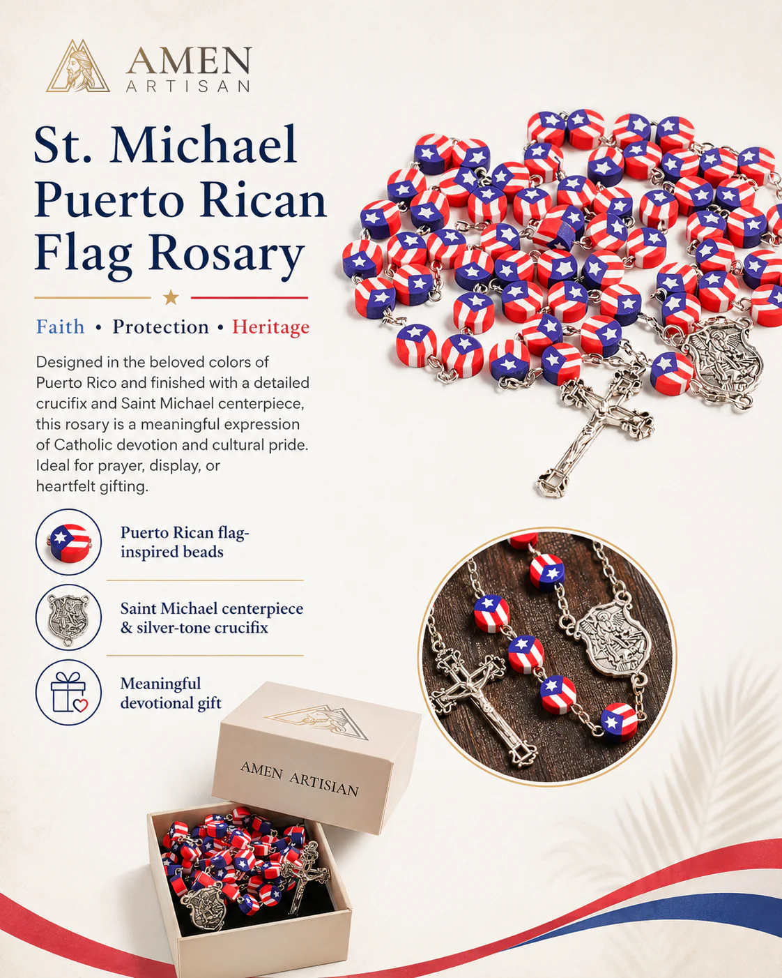 St. Michael Puerto Rico Rosary – Faith, Protection & Heritage |  Amen Artisan - Image 7