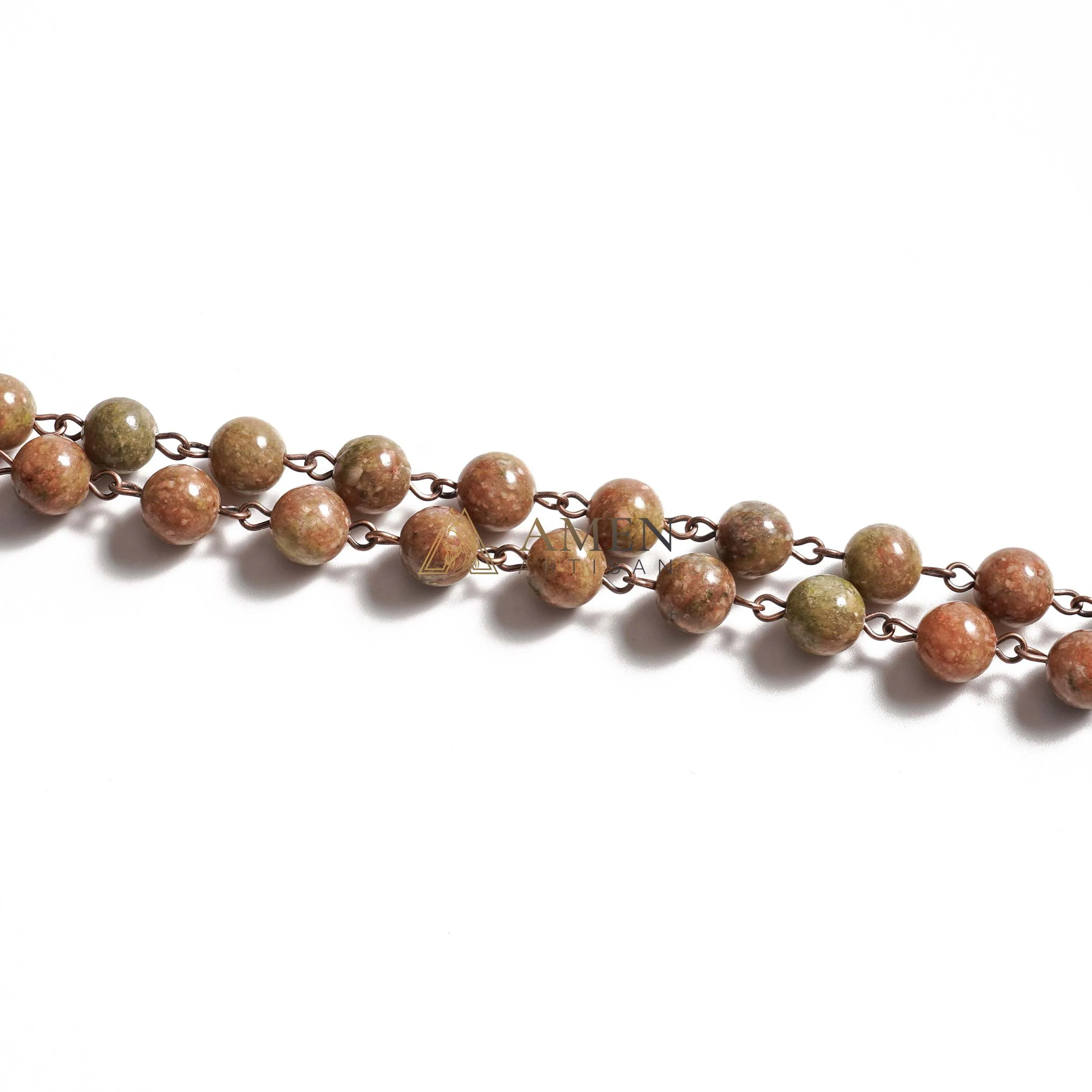 Flower Green Jasper Rosary Amen Artisan - Image 3