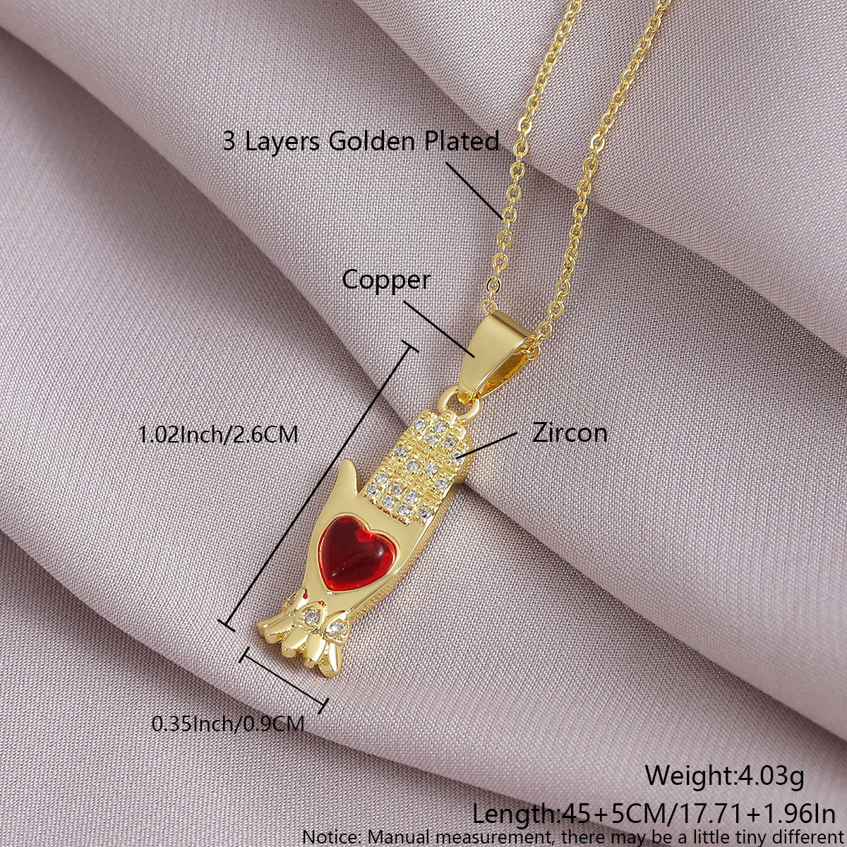 Gold-Plated Gothic Heart CZ Cross Pendant Amen Artisan - Image 5