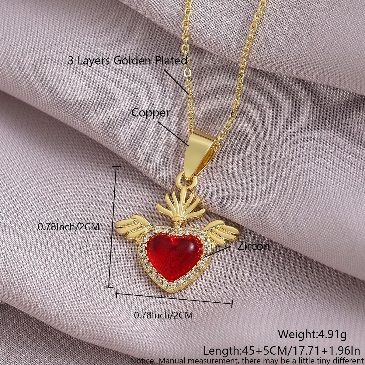 Gold-Plated Gothic Heart CZ Cross Pendant Amen Artisan - Image 7