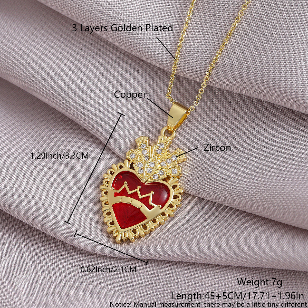 Gold-Plated Gothic Heart CZ Cross Pendant Amen Artisan - Image 8