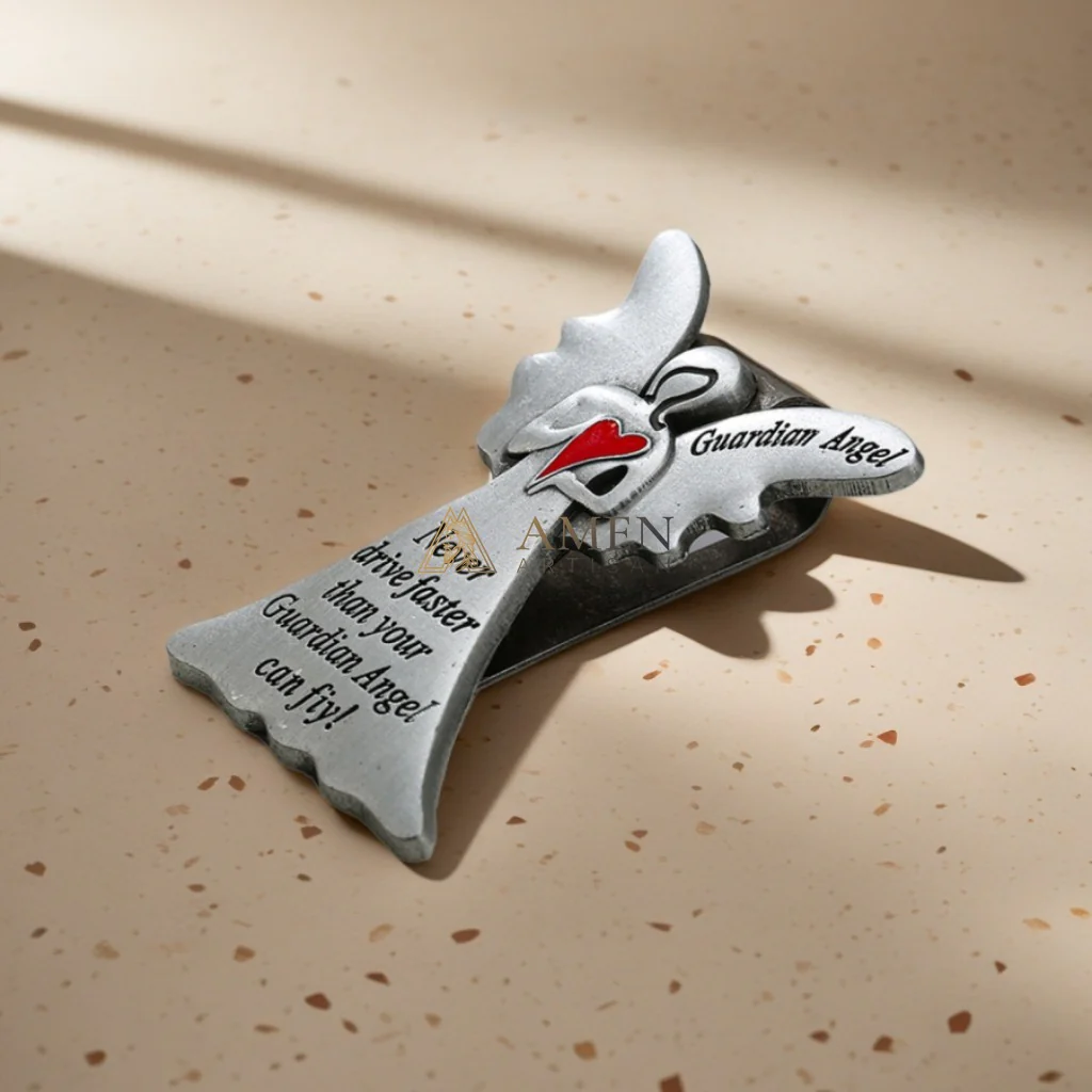 Guardian Angel with Heart Car Visor Clip Amen Artisan - Image 3
