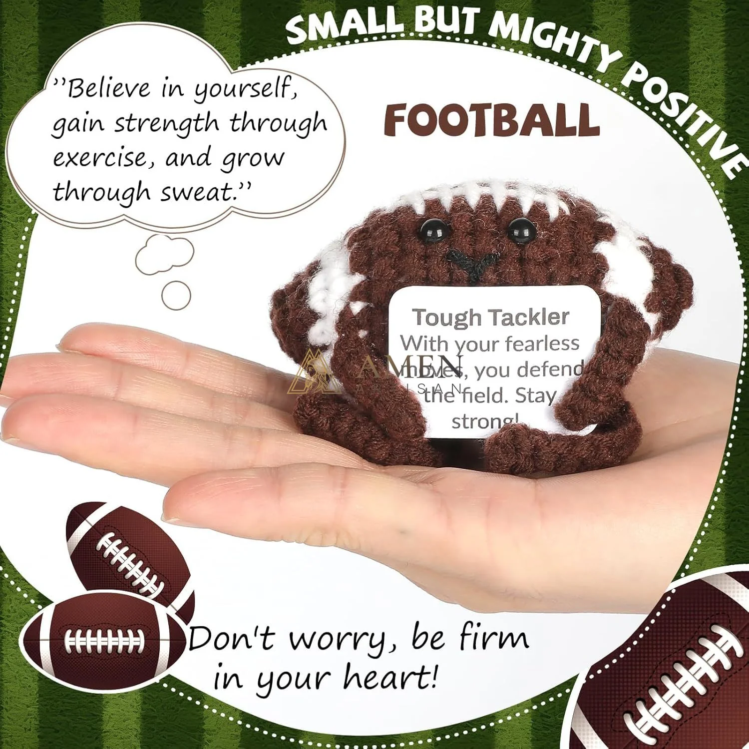 Hand-Knit Positive Football Plush Doll - Image 2