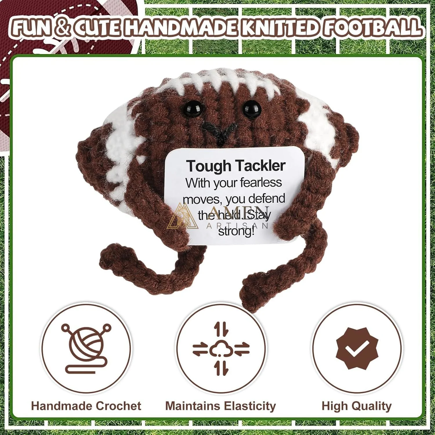 Hand-Knit Positive Football Plush Doll - Image 3
