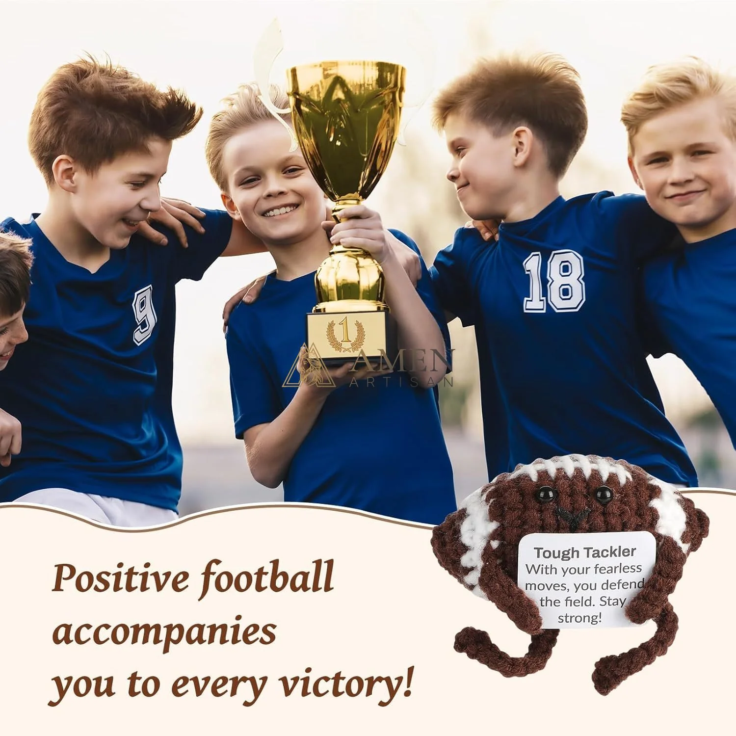 Hand-Knit Positive Football Plush Doll - Image 7