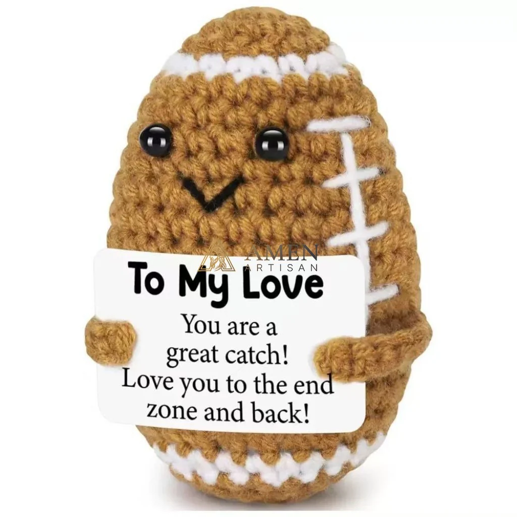 Hand-Knit Positive Football Plush Doll Amen Artisan - Image 10