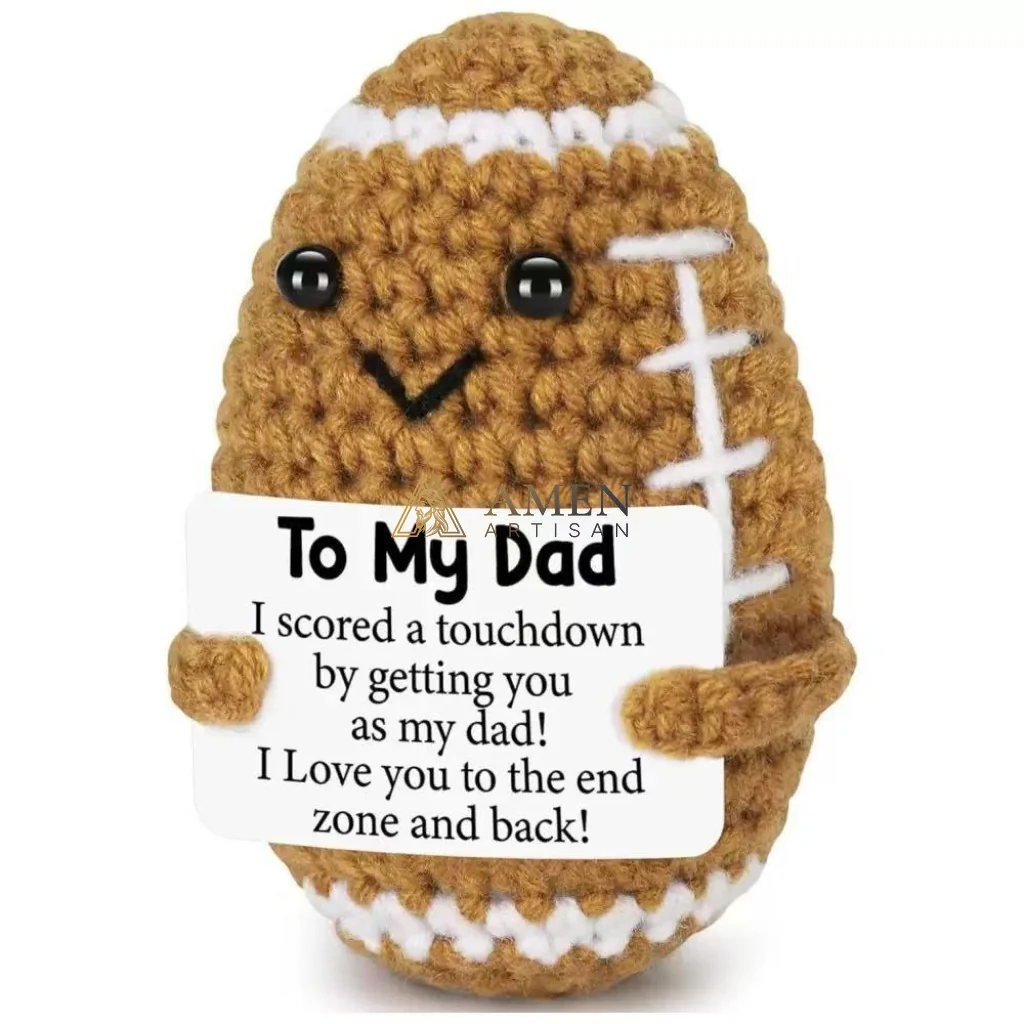 Hand-Knit Positive Football Plush Doll Amen Artisan - Image 11