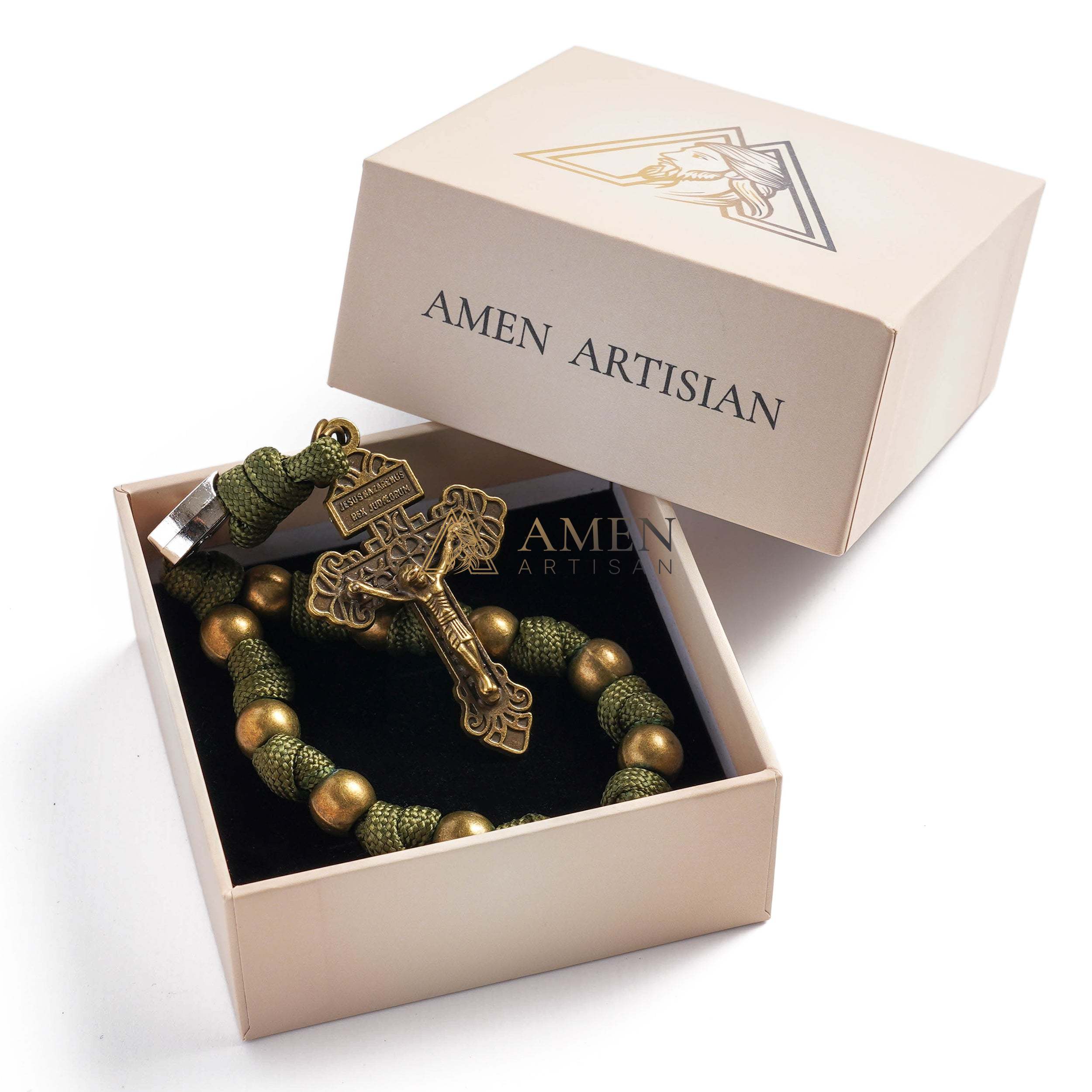 【Deal Today】Military-Grade Paracord Pocket Rosary with Antique Bronze Beads Amen Artisan - Image 10