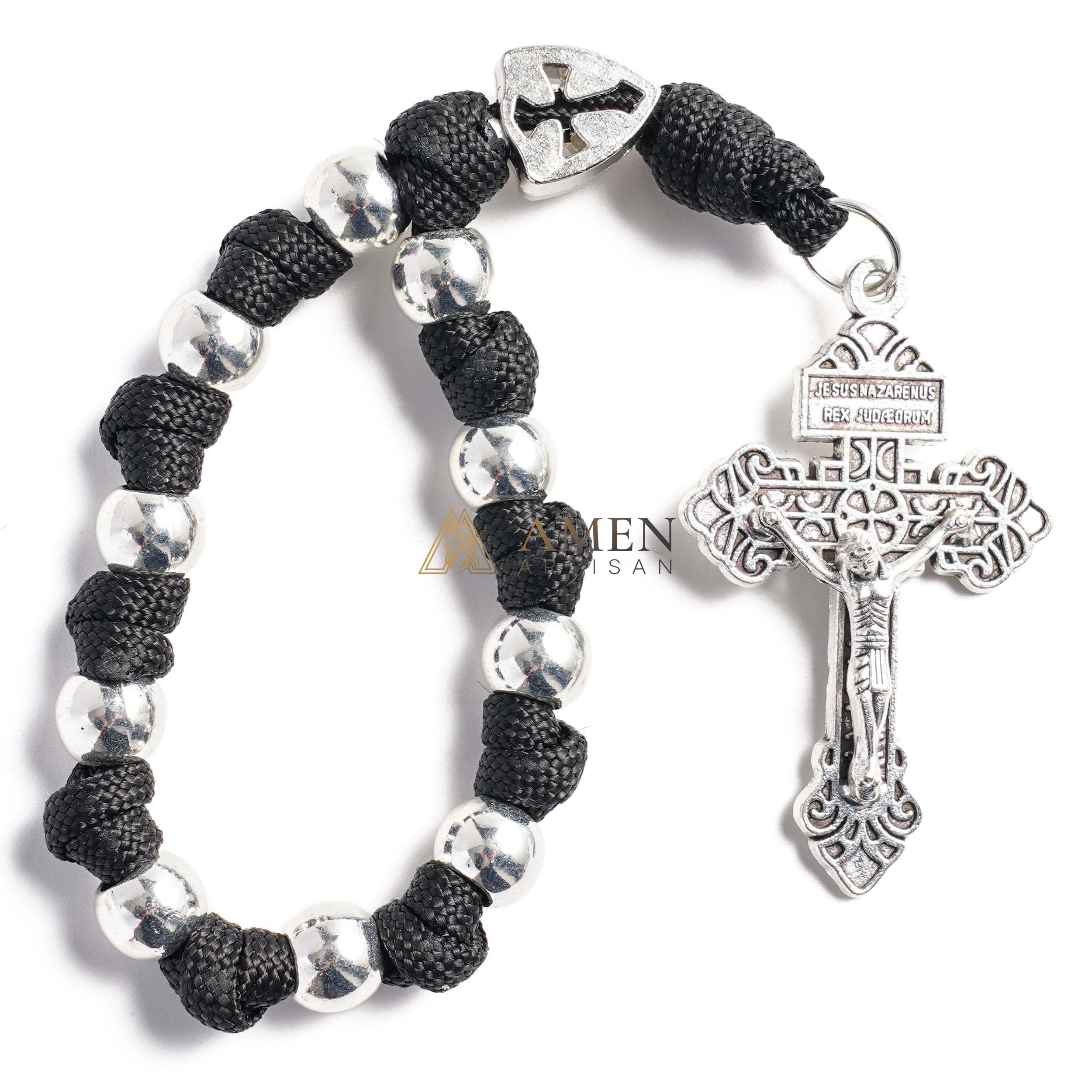 【Deal Today】Military-Grade Paracord Pocket Rosary with Antique Bronze Beads Amen Artisan - Image 3