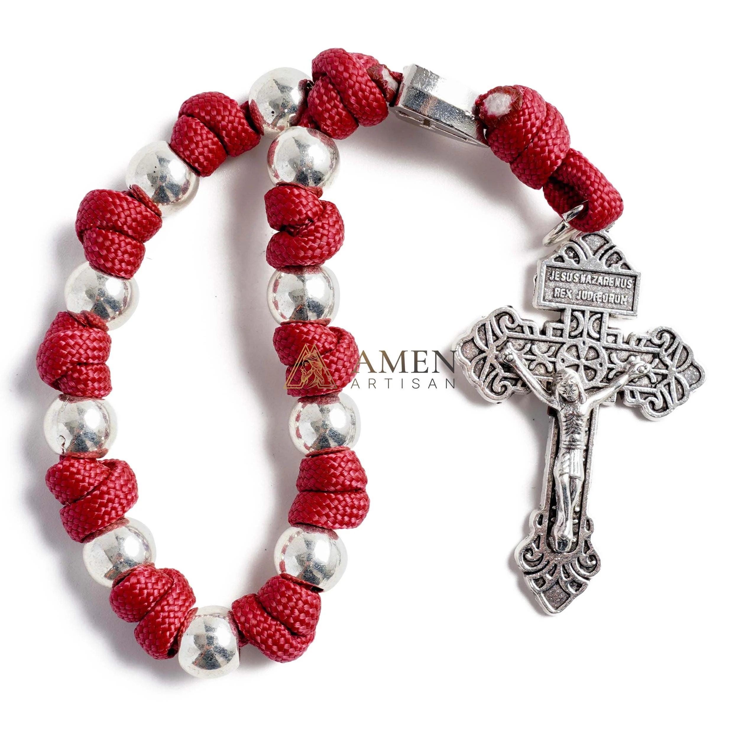 【Deal Today】Military-Grade Paracord Pocket Rosary with Antique Bronze Beads Amen Artisan - Image 5