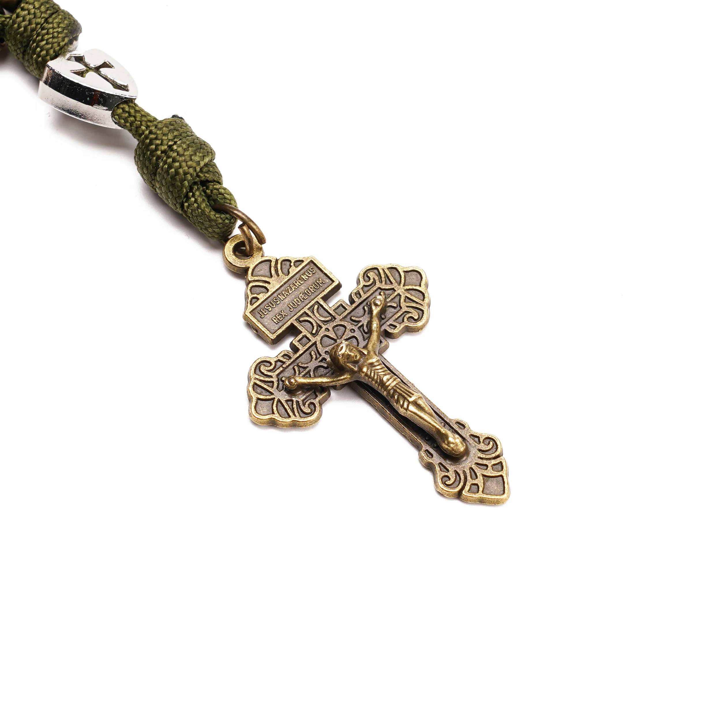 【Deal Today】Military-Grade Paracord Pocket Rosary with Antique Bronze Beads Amen Artisan - Image 9