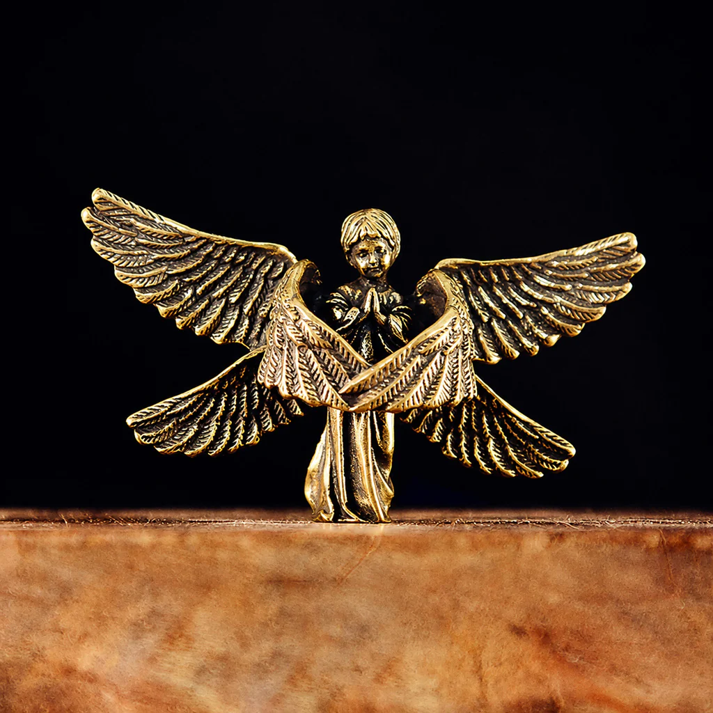 Handcrafted Solid Brass Guardian Angel Figurine - Protection, Peace & Blessing | Amen Artisan - Image 10