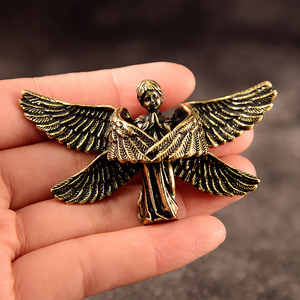 Handcrafted Solid Brass Guardian Angel Figurine - Protection, Peace & Blessing | Amen Artisan - Image 11
