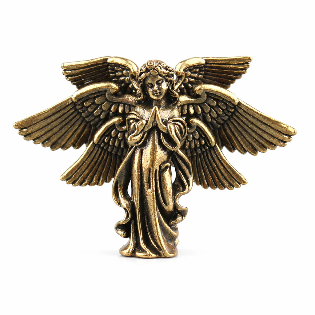 Handcrafted Solid Brass Guardian Angel Figurine - Protection, Peace & Blessing | Amen Artisan - Image 12