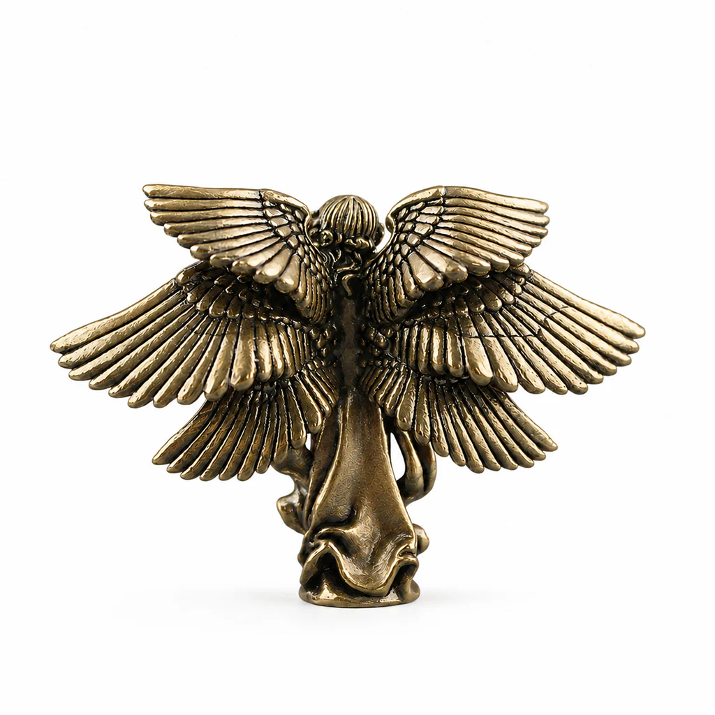 Handcrafted Solid Brass Guardian Angel Figurine - Protection, Peace & Blessing | Amen Artisan - Image 13