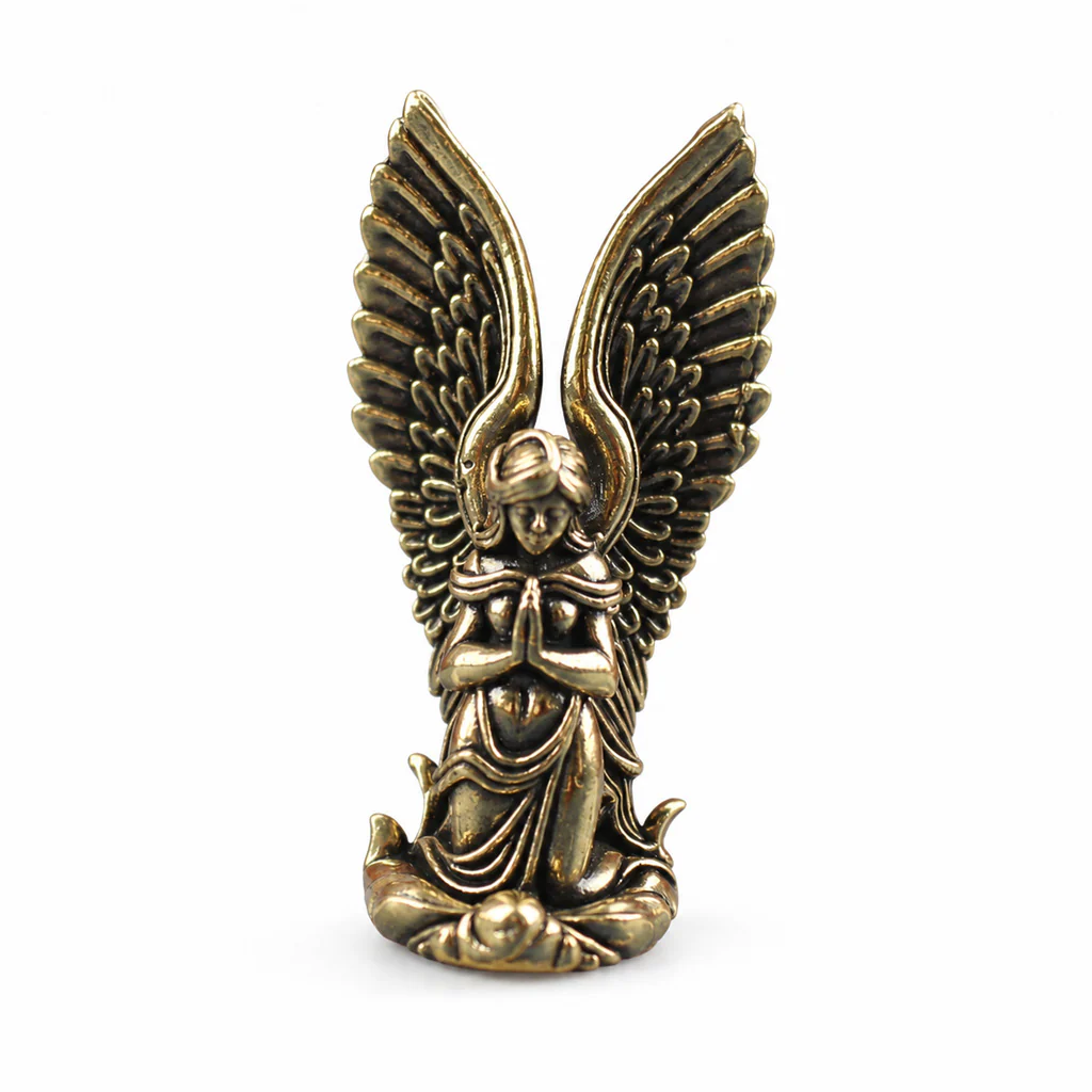 Handcrafted Solid Brass Guardian Angel Figurine - Protection, Peace & Blessing | Amen Artisan - Image 16