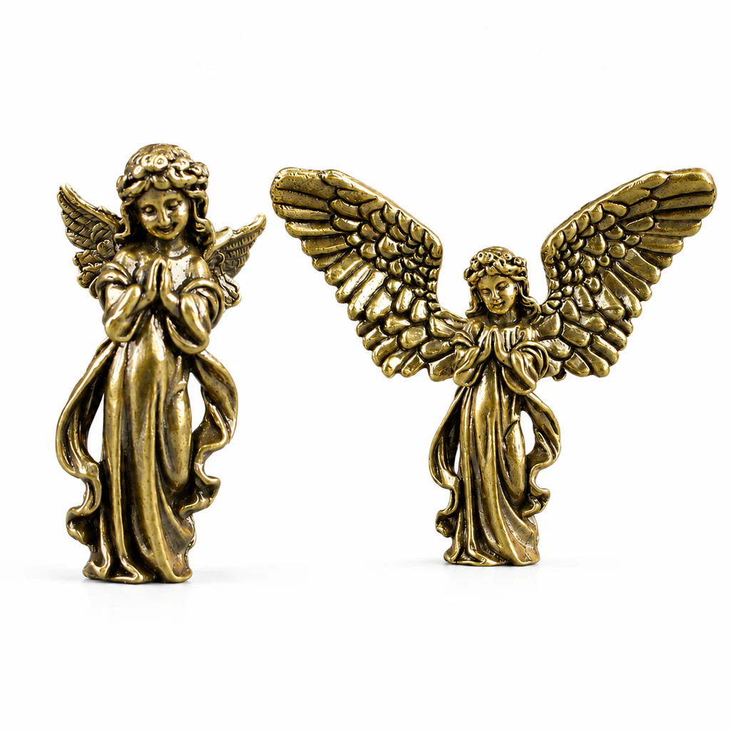 Handcrafted Solid Brass Guardian Angel Figurine - Protection, Peace & Blessing | Amen Artisan - Image 32