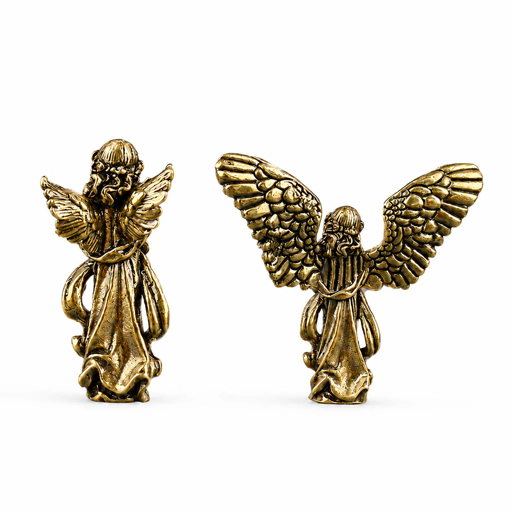 Handcrafted Solid Brass Guardian Angel Figurine - Protection, Peace & Blessing | Amen Artisan - Image 34