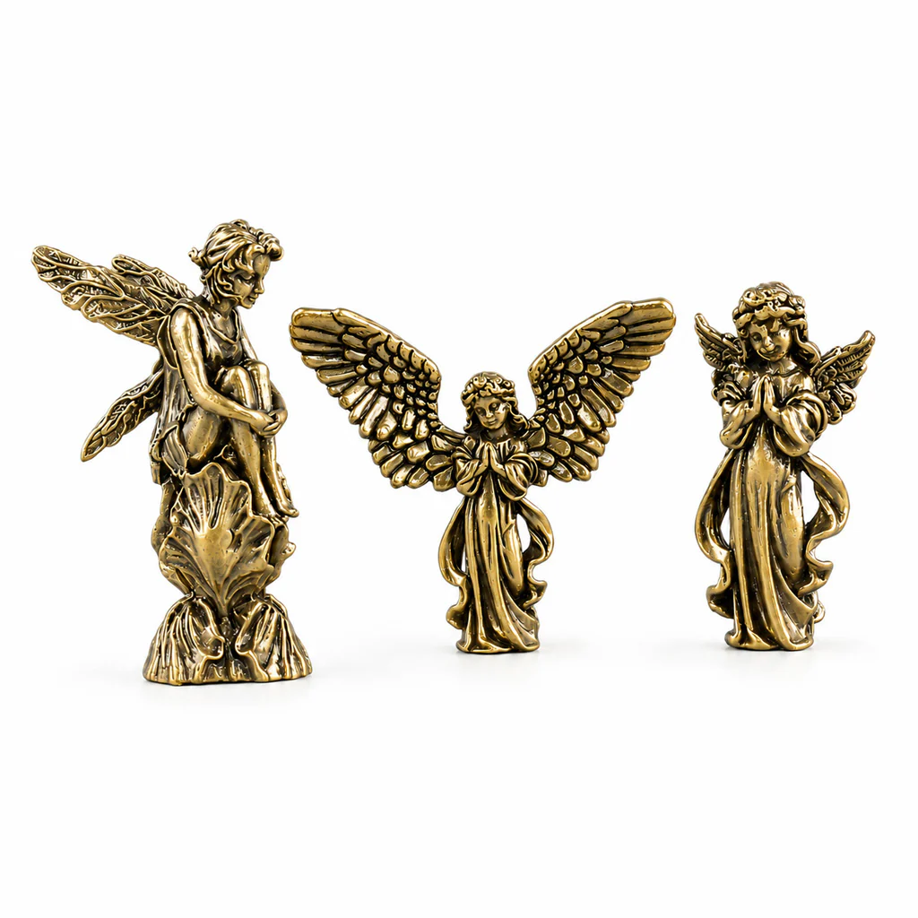Handcrafted Solid Brass Guardian Angel Figurine - Protection, Peace & Blessing | Amen Artisan - Image 35