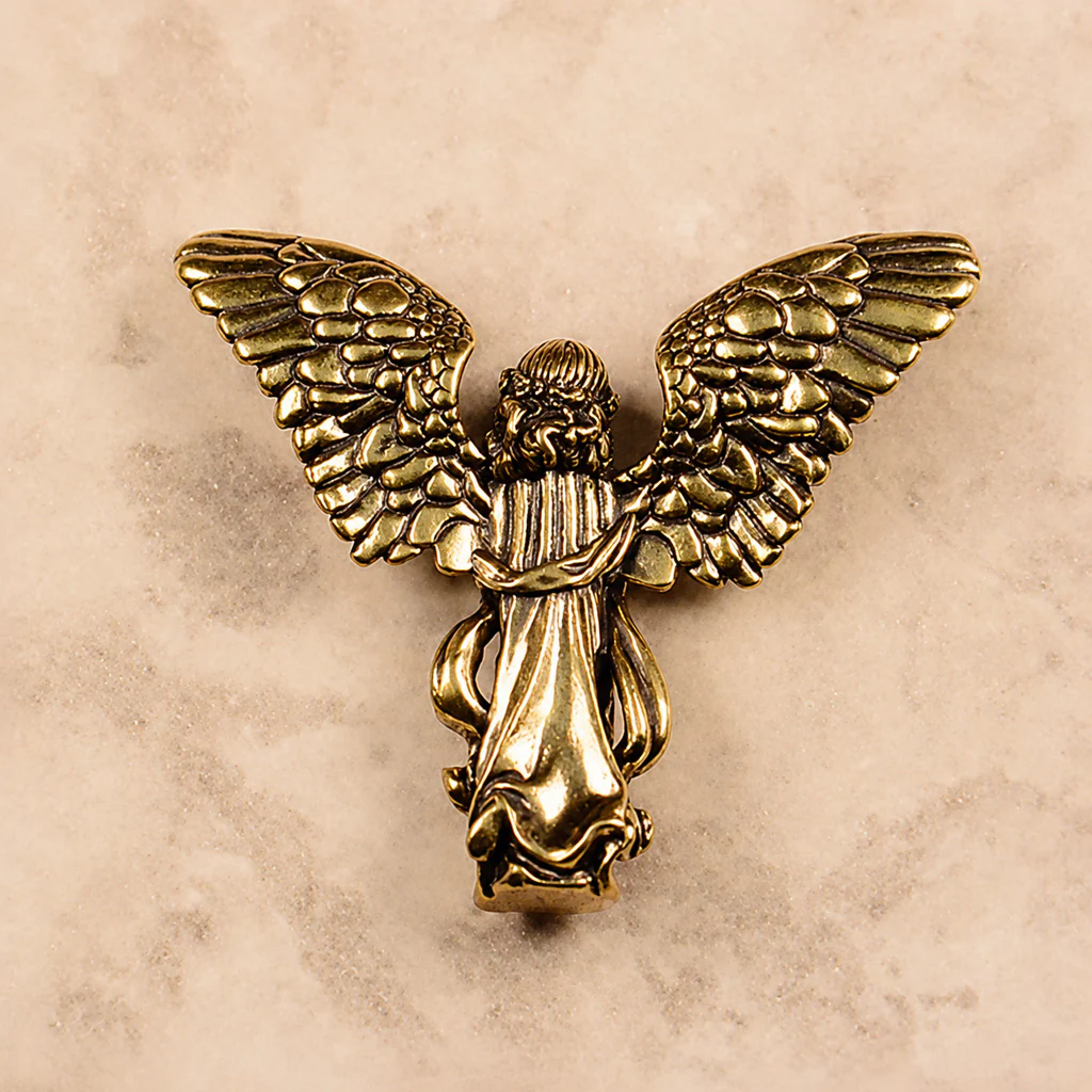 Handcrafted Solid Brass Guardian Angel Figurine - Protection, Peace & Blessing | Amen Artisan - Image 5