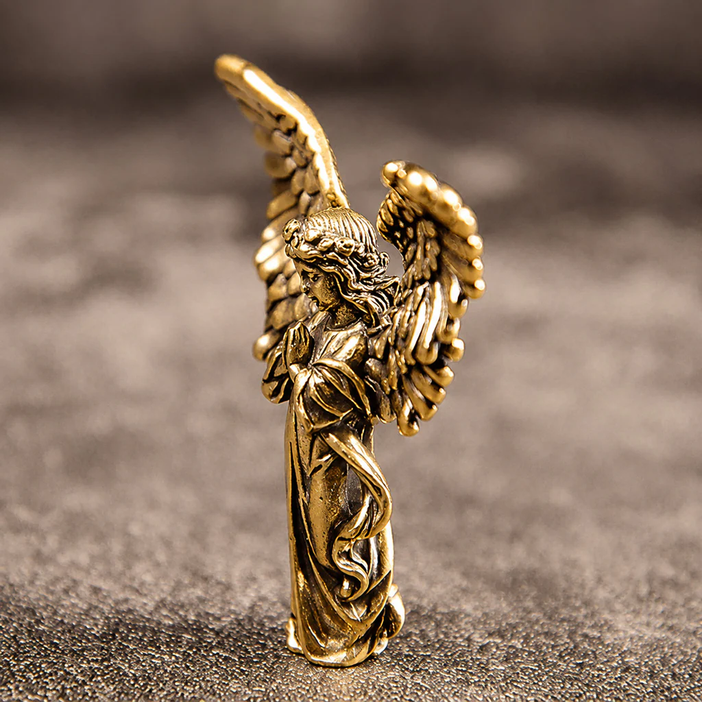 Handcrafted Solid Brass Guardian Angel Figurine - Protection, Peace & Blessing | Amen Artisan - Image 6