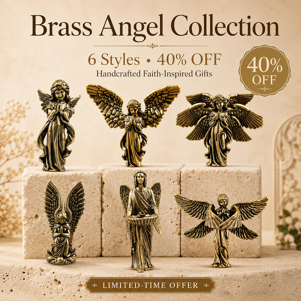 Handcrafted Solid Brass Guardian Angel Figurine - Protection, Peace & Blessing | Amen Artisan - Image 8